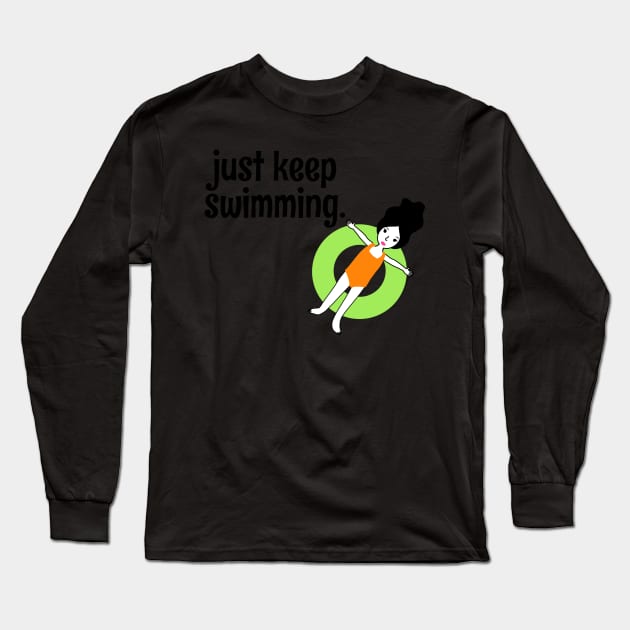 Just Keep Swimming Cute Summer Girl Inflatable Tube Long Sleeve T-Shirt by faiiryliite